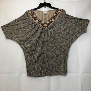 MotherHood Maternity Tan & Green blouse